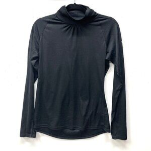 North‎ Face Women's Base Layer, Size Large, Black High Ruched Neck Long Sleeve